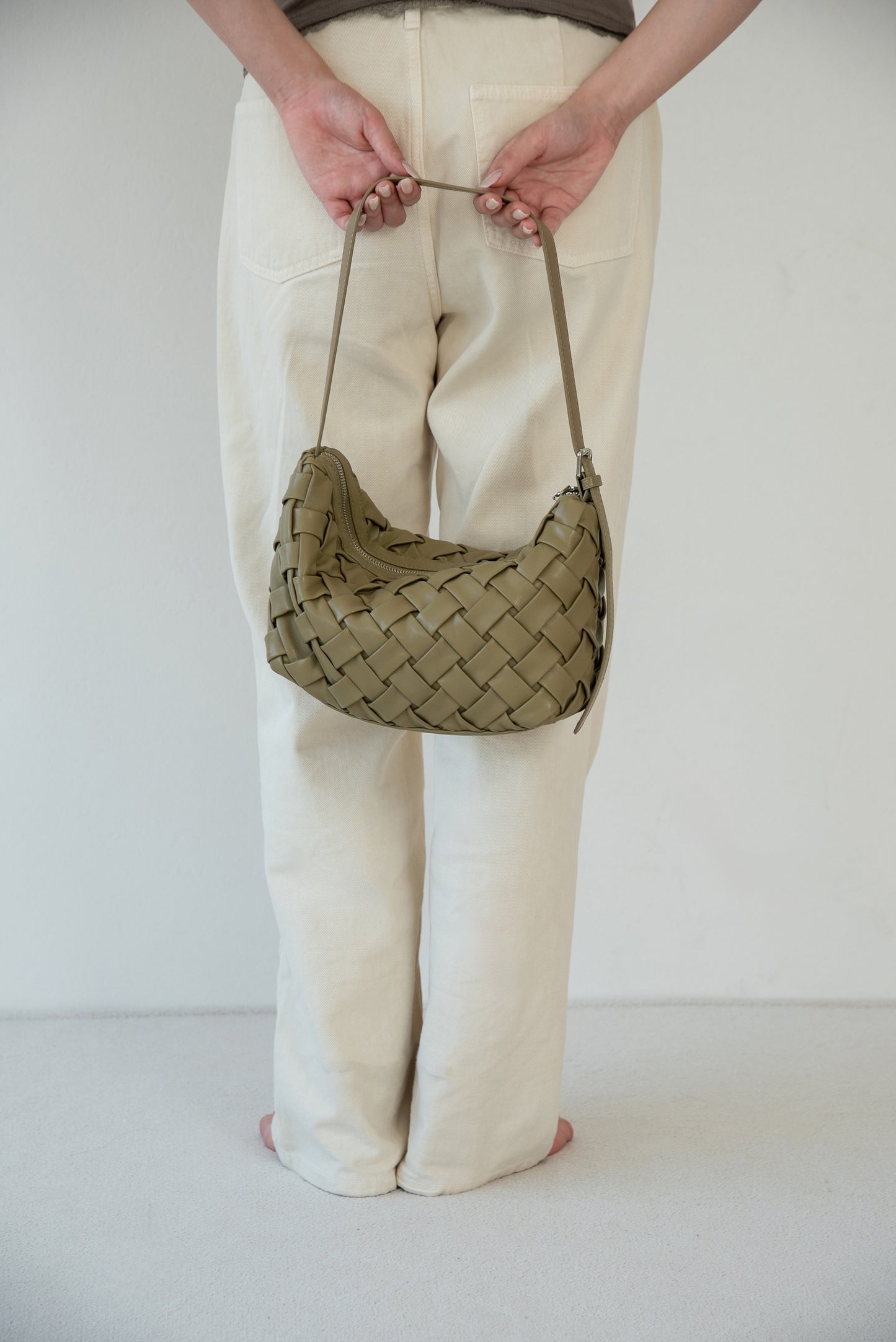 woven look single handle bag