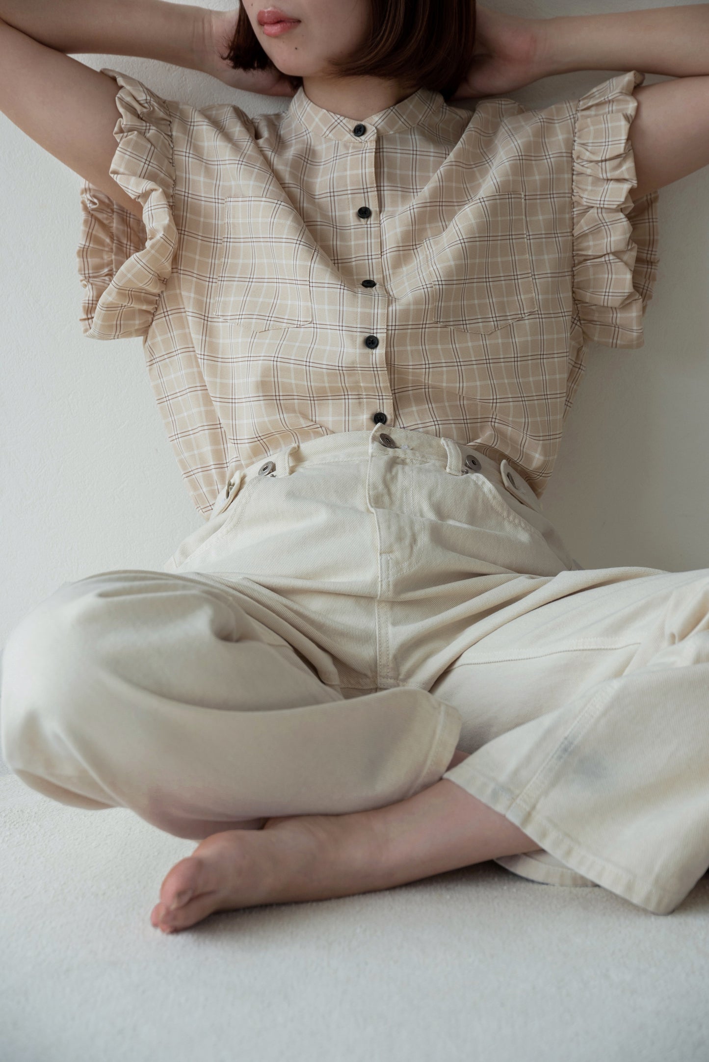 band collar balloon sleeve tops