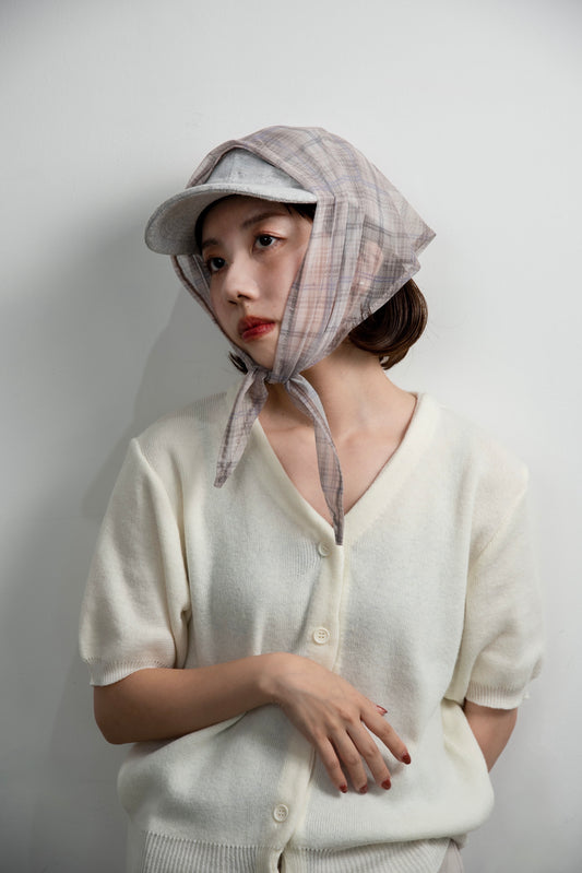 sheer mesh check triangle scarf