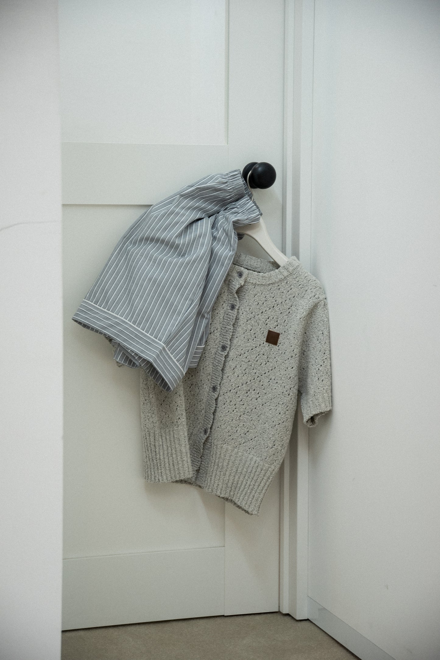 openwork accent patch half sleeve knit