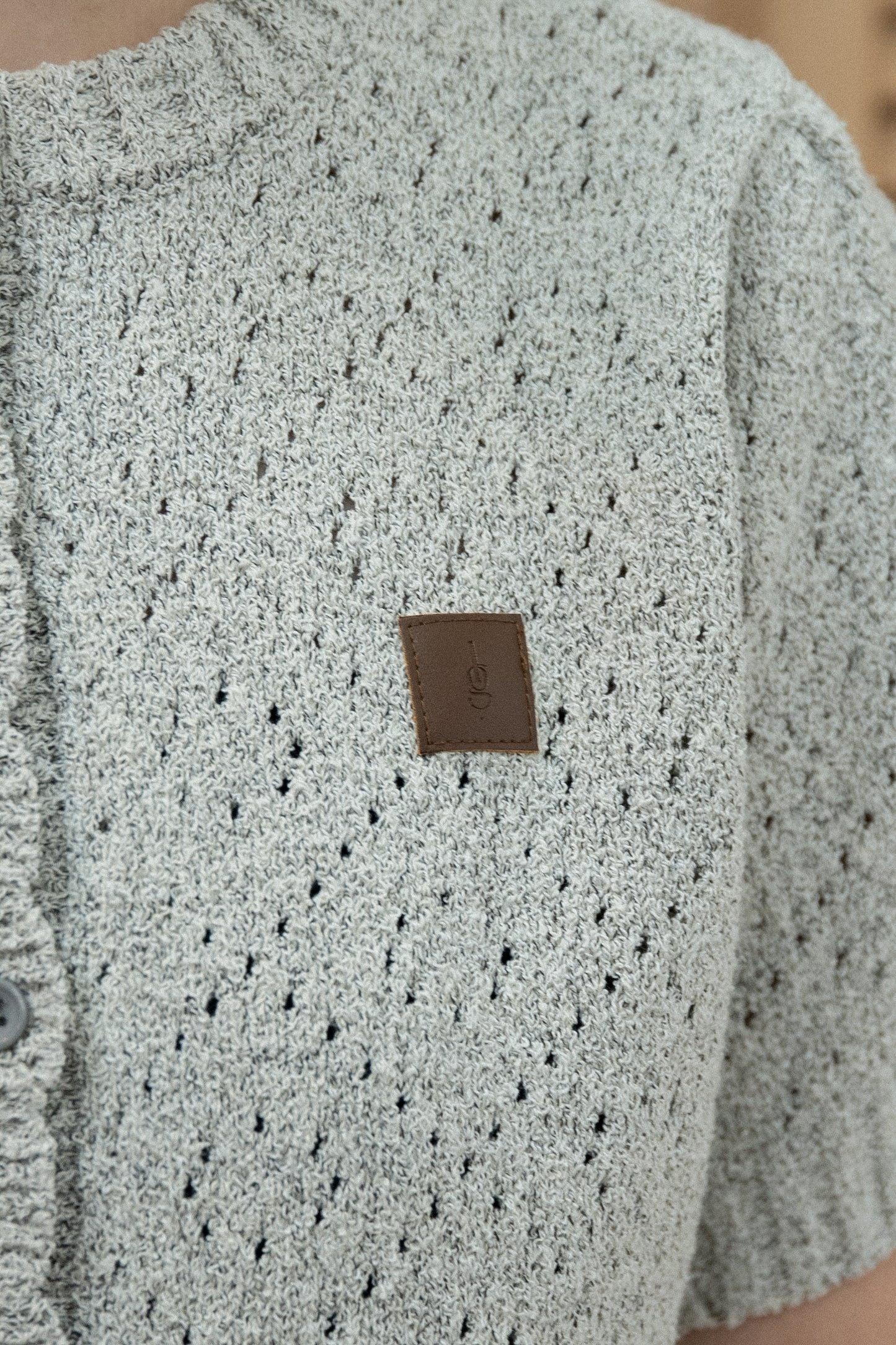 openwork accent patch half sleeve knit