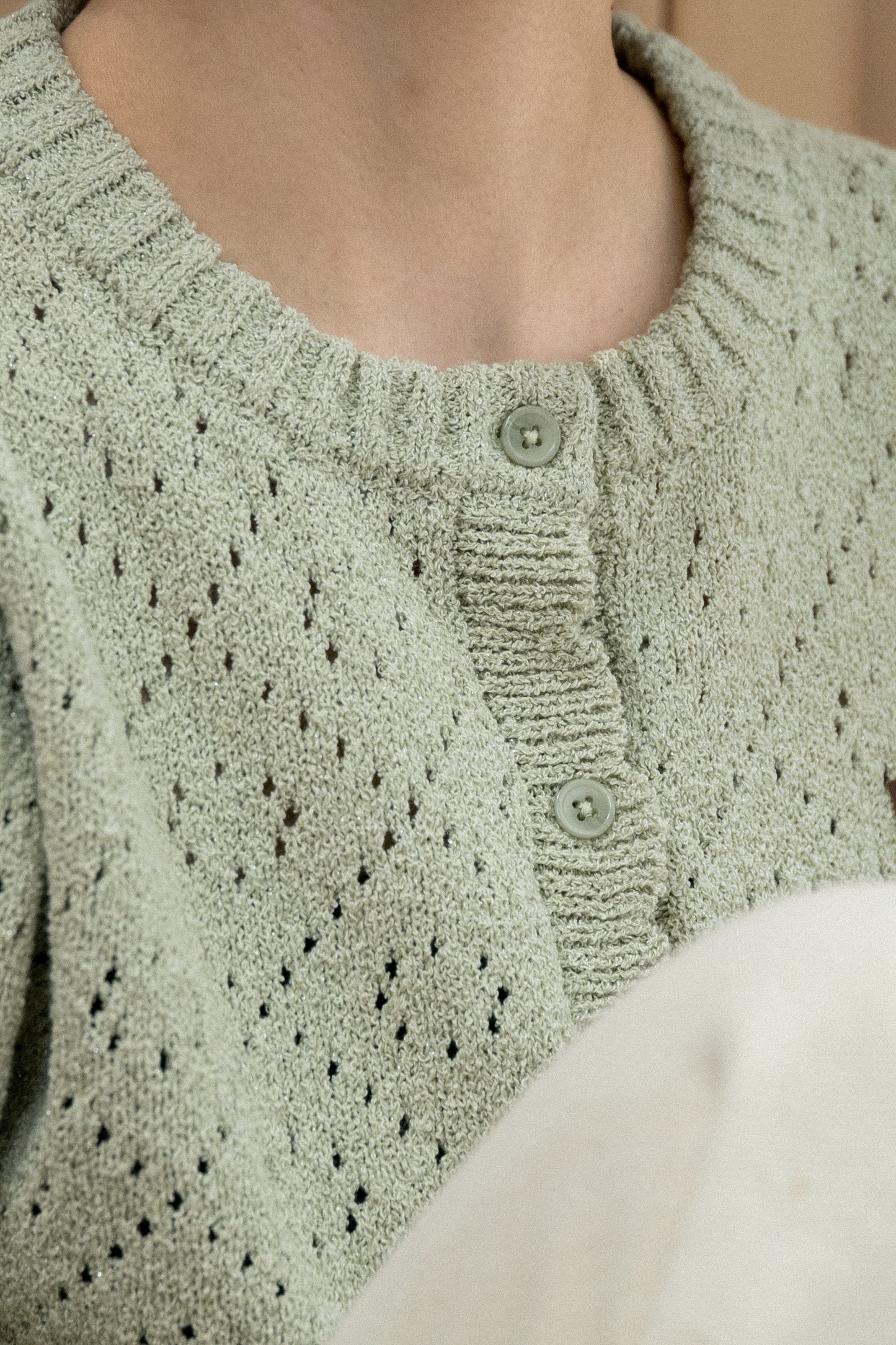 openwork accent patch half sleeve knit