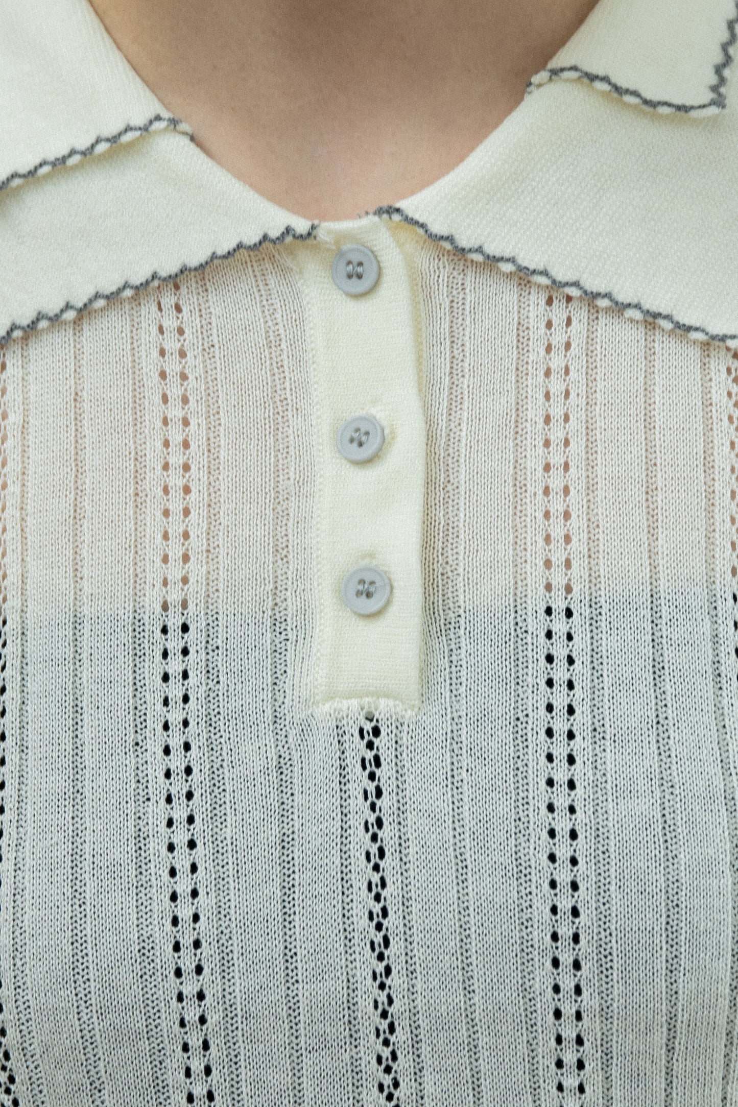 double collar short sleeve polo knit