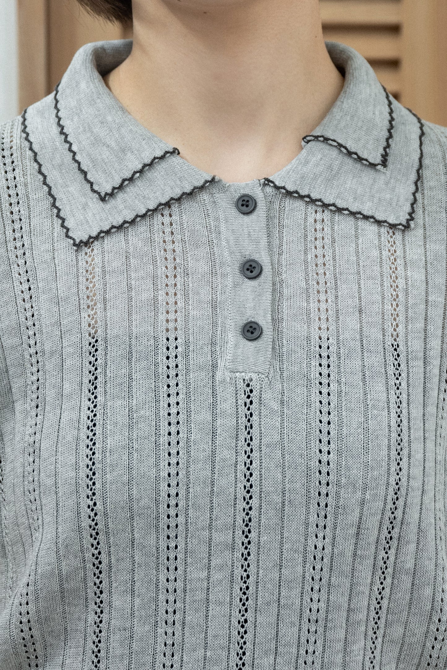 double collar short sleeve polo knit