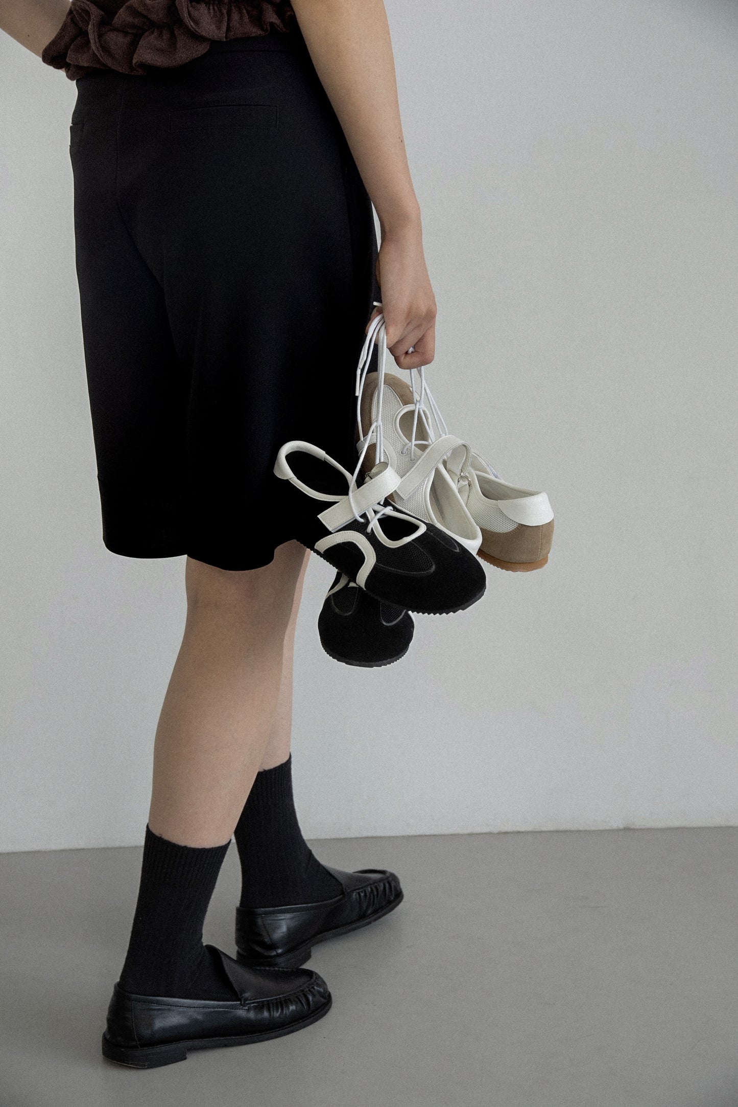 different material lace up shoes