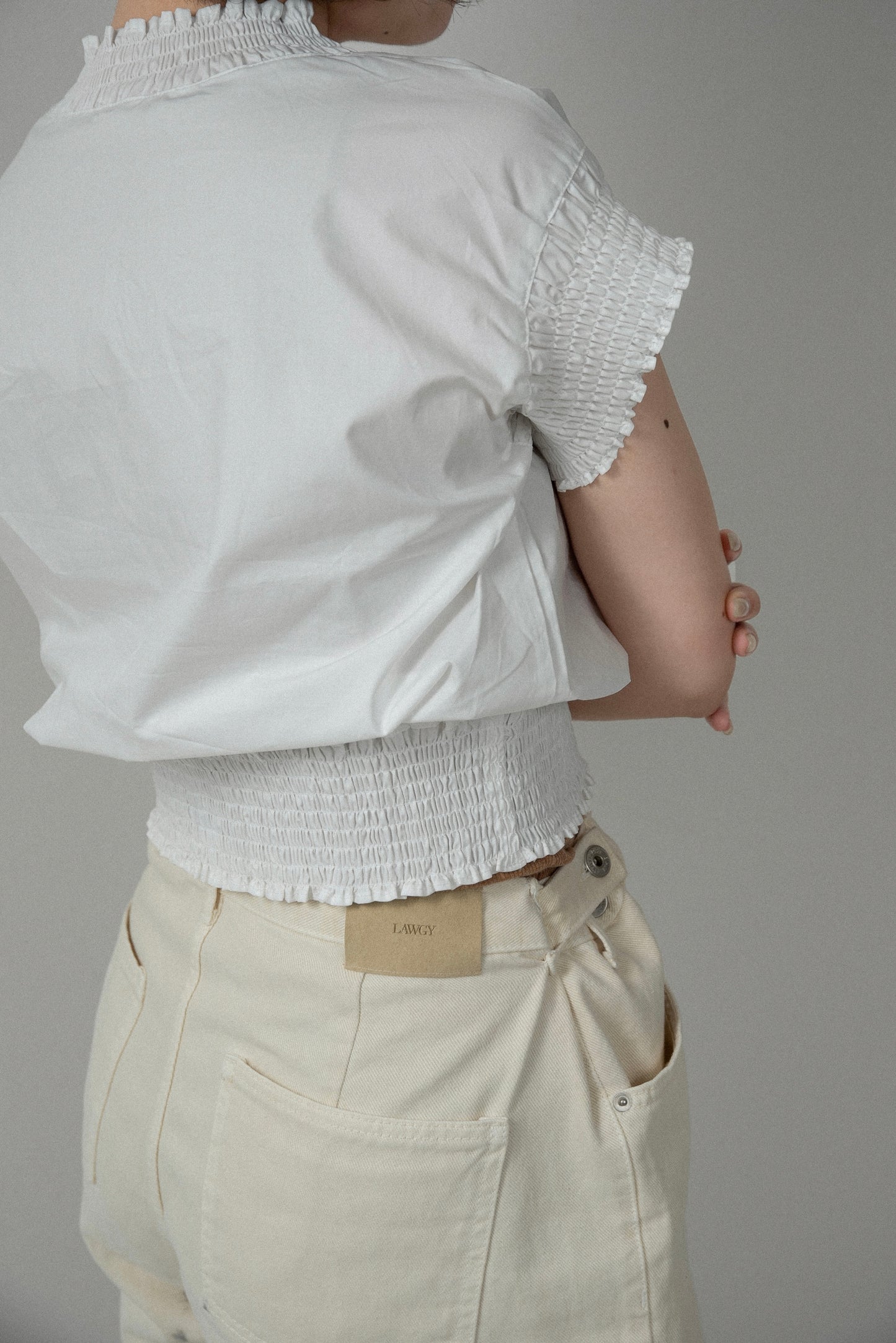 shirring pocket point vest blouse