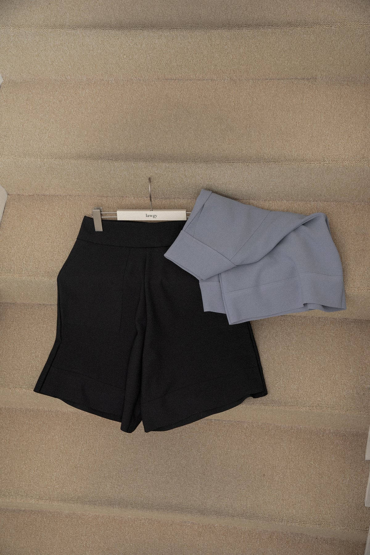 high waist elasticity half pants