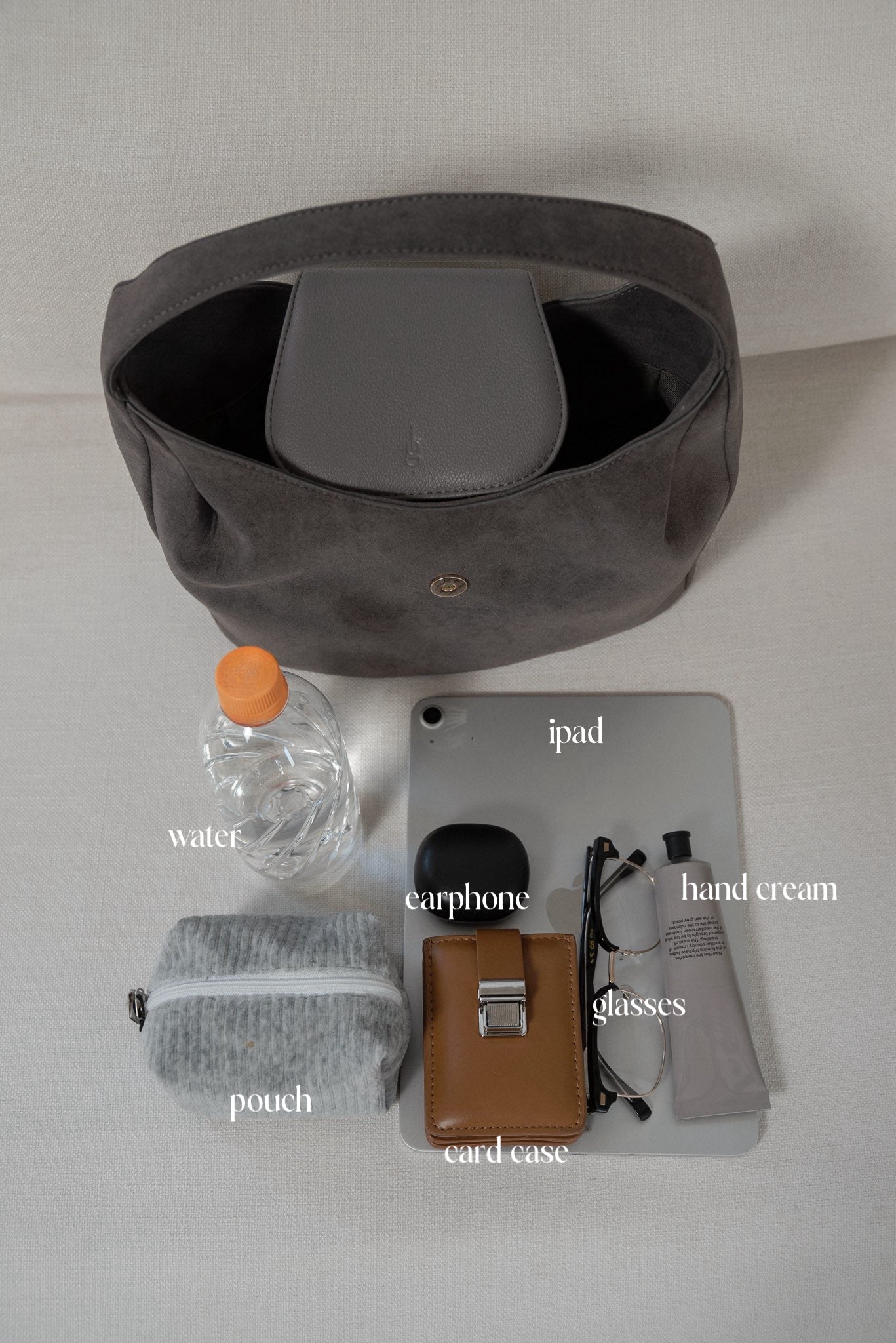 brushed material flap point bag