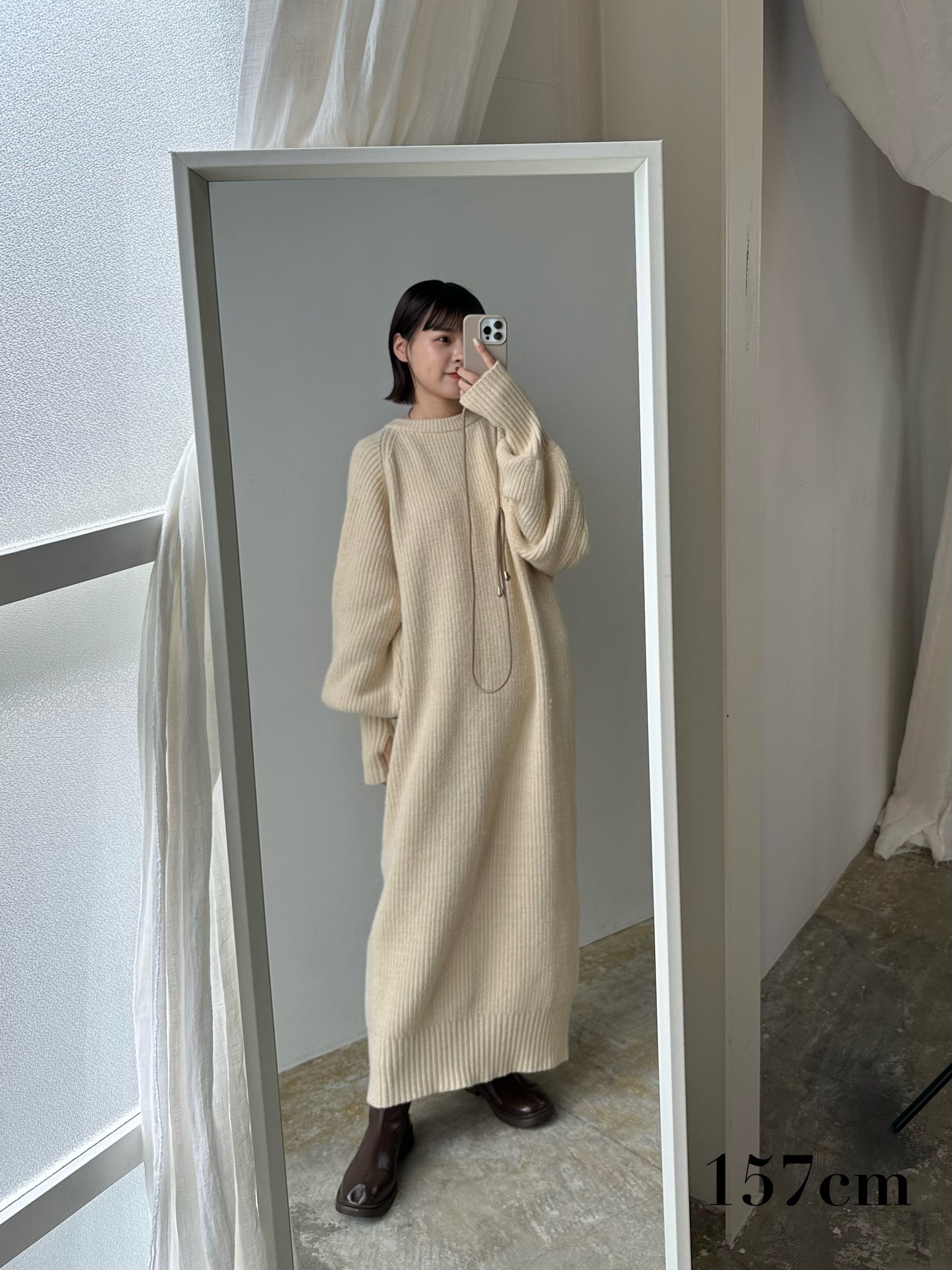 volume sleeve rib knit op