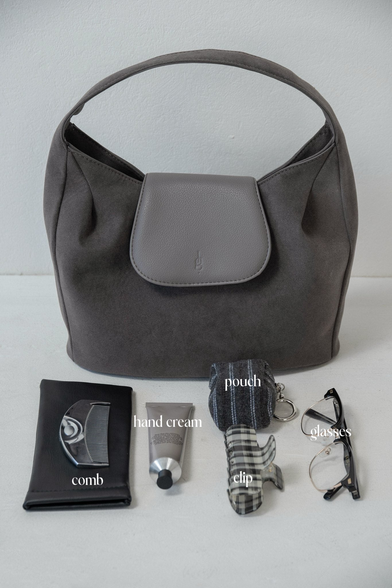 brushed material flap point bag