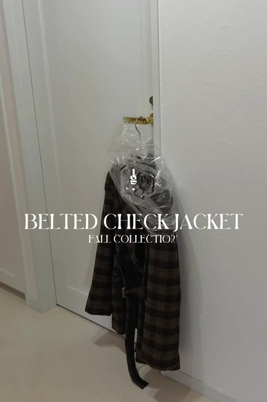 belted check jacket