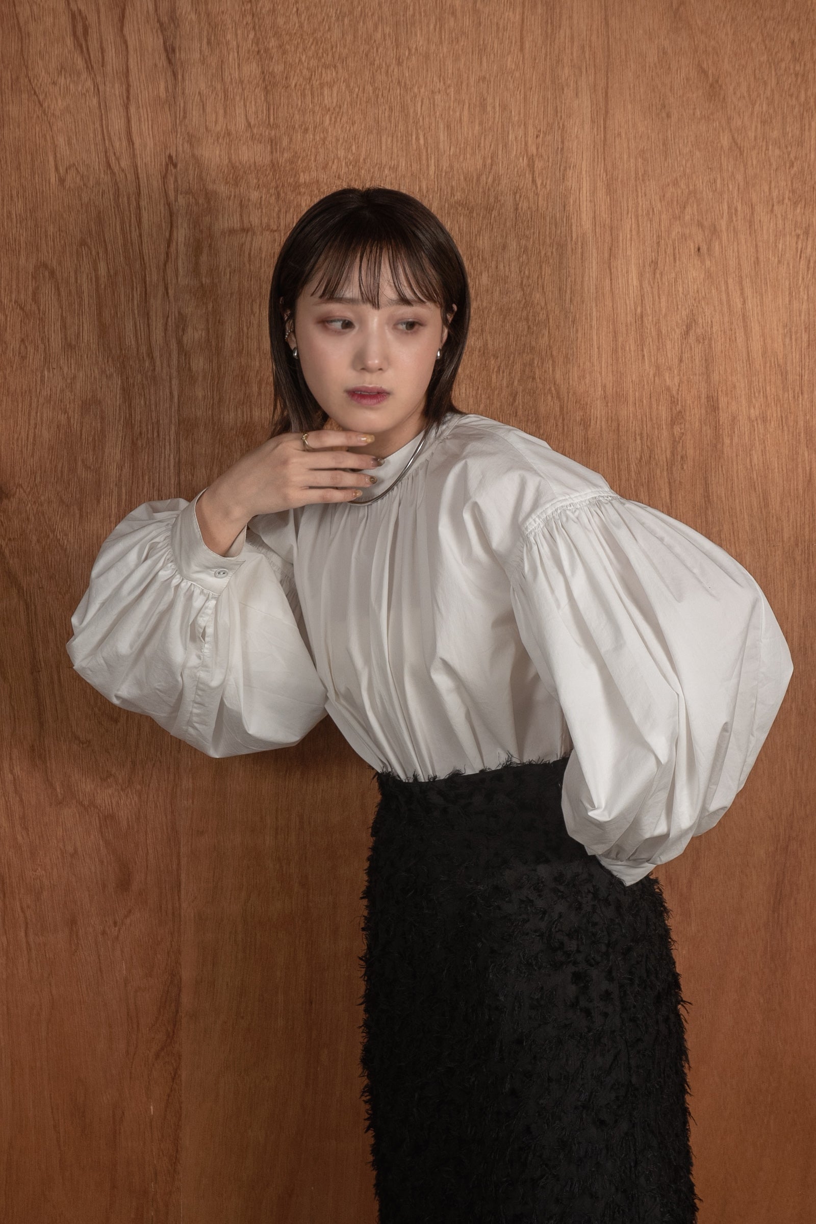 シャツ/ブラウス(長袖/七分)CLANE2020ss volume gather sleeve blouse