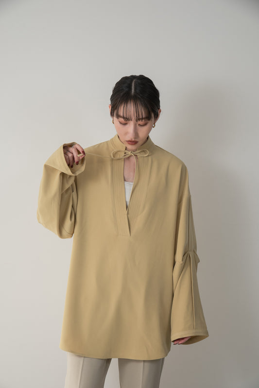 plunging neck ribbon blouse