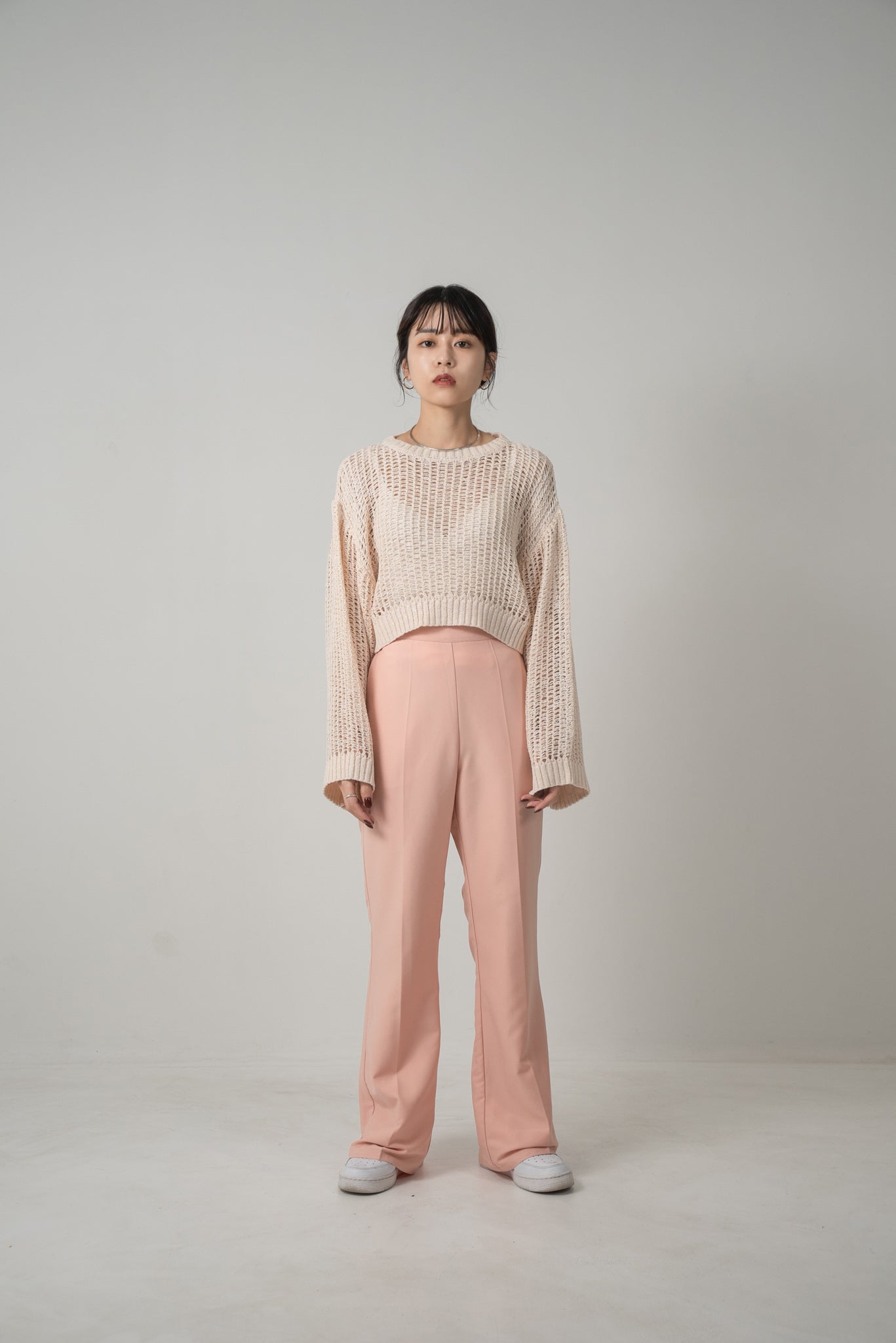 pale tone mesh pullover