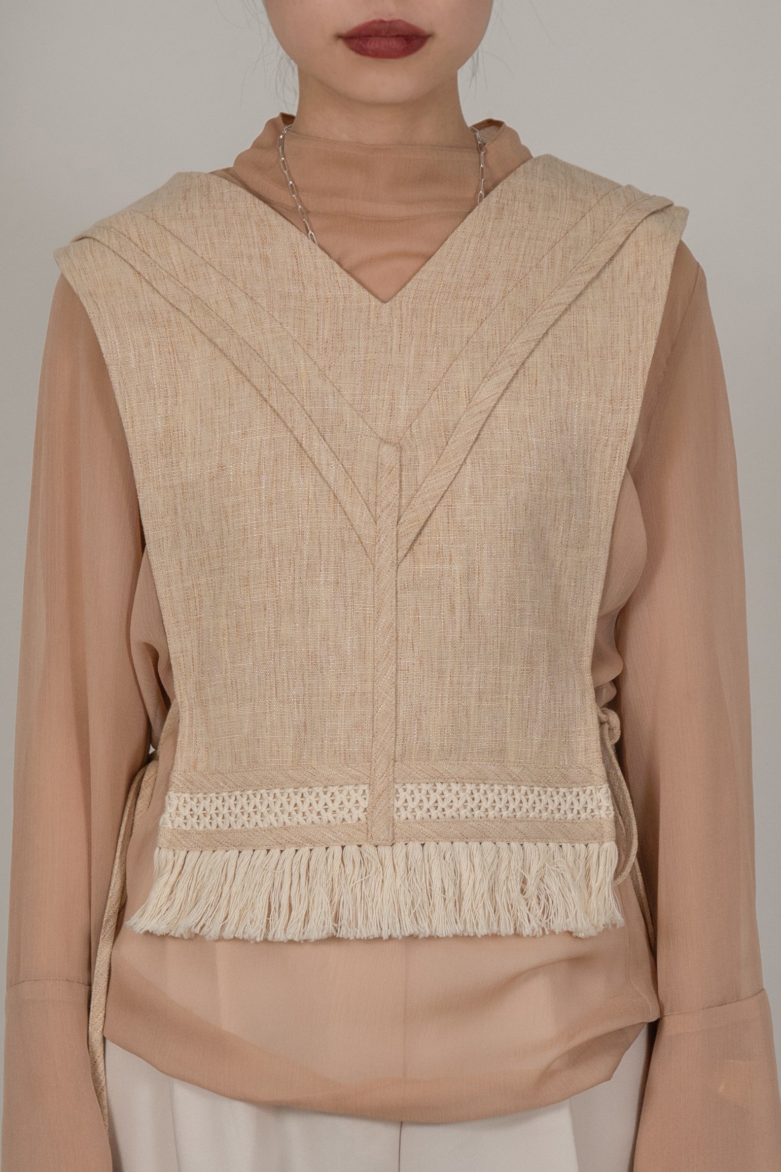 I_am side ribbon fringe vest - ベスト